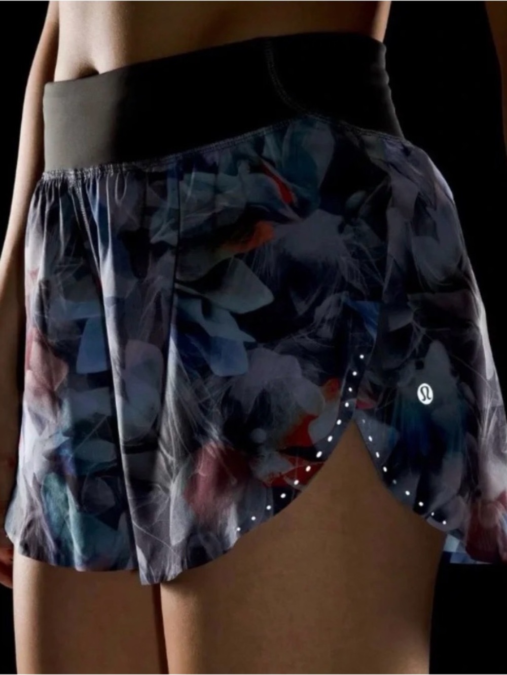 Lululemon Fast & Free Running Shorts - Black Waistband, Multicolor Floral